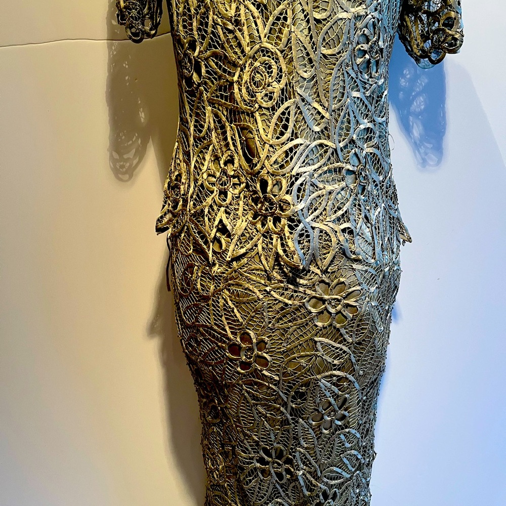 Green Silk Lace Top & Floor Length Skirt